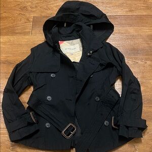 Burberry Black Hooded Trench Coat